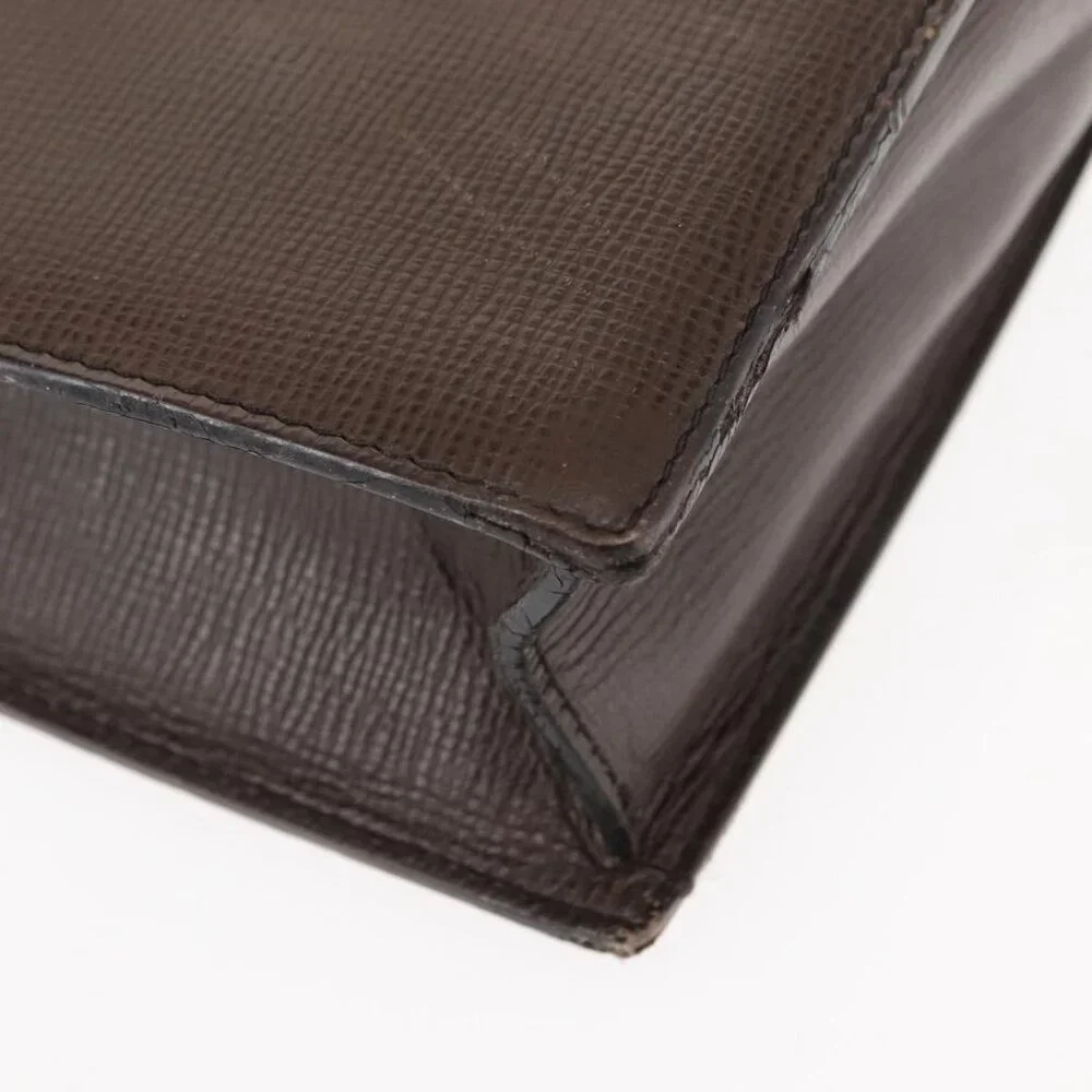 LOEWE Briefcase Leather Dark Brown Auth bs29533